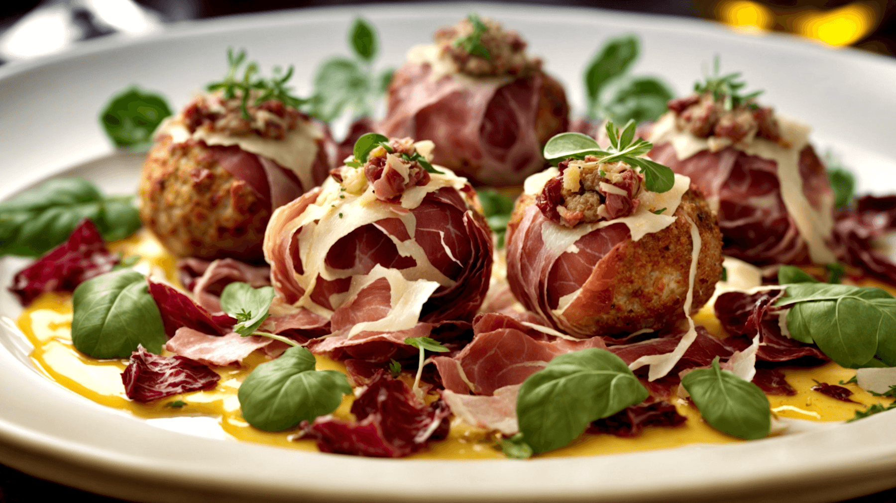 prosciutto pecorino radicchio croccante"